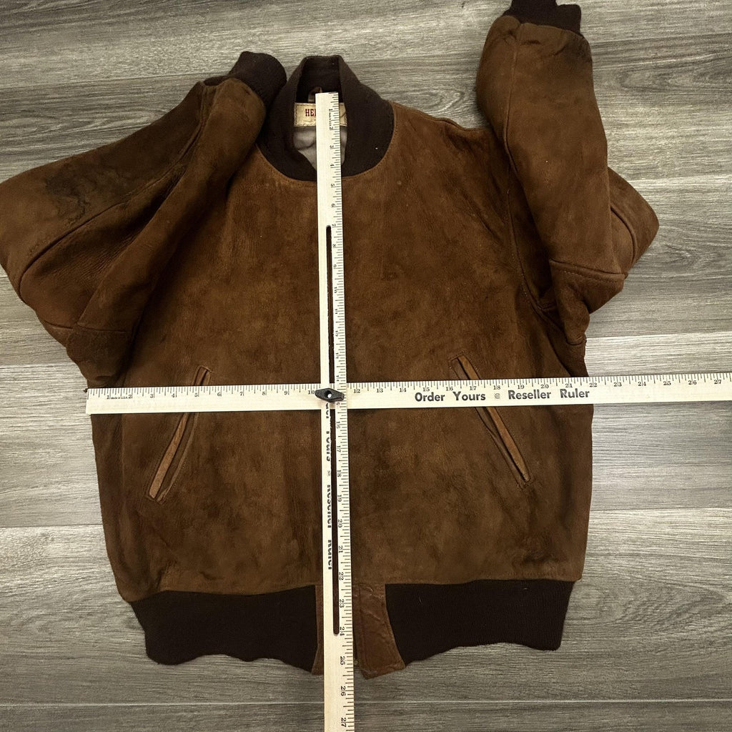 True Vintage 50s Hercules Suede Bomber Jacket Mens Medium Brown Sears Roebuck