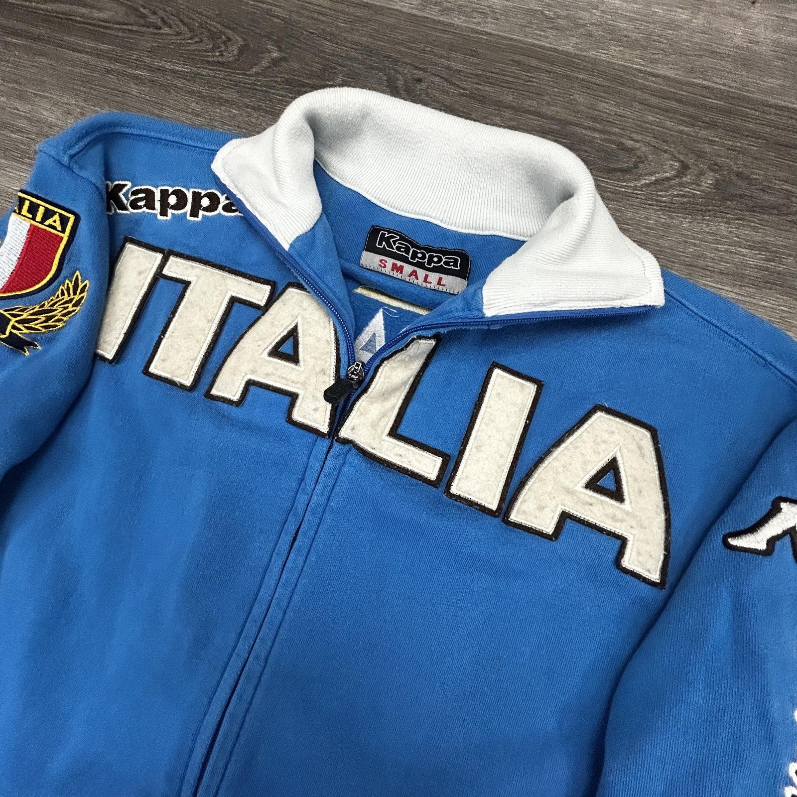 Vintage Kappa Italy Track Jacket Mens Small Blue Rugby Soccer FIR Italia 90s