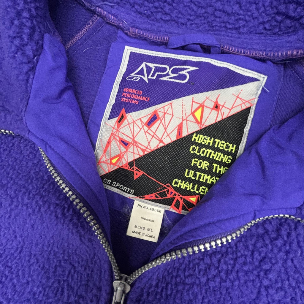 Vintage 90s Ski Bomber Jacket Mens Large Purple Fleece Full Zip Deep Pile Sherpa