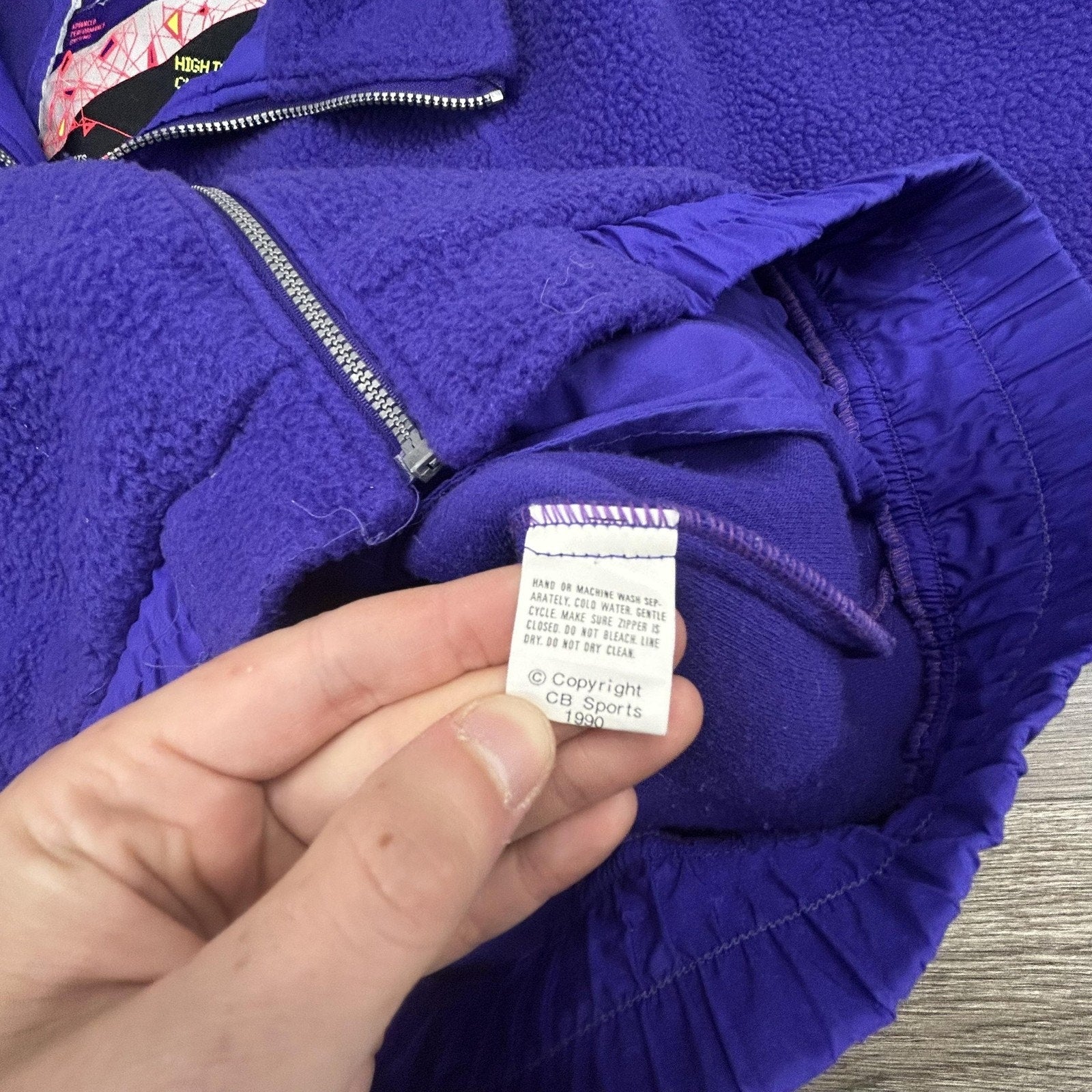 Vintage 90s Ski Bomber Jacket Mens Large Purple Fleece Full Zip Deep Pile Sherpa