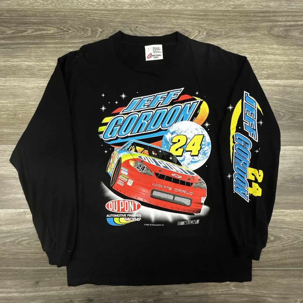 Vintage Nascar Jeff Gordon Shirt Mens Large Black Long Sleeve DuPont Racing 90s