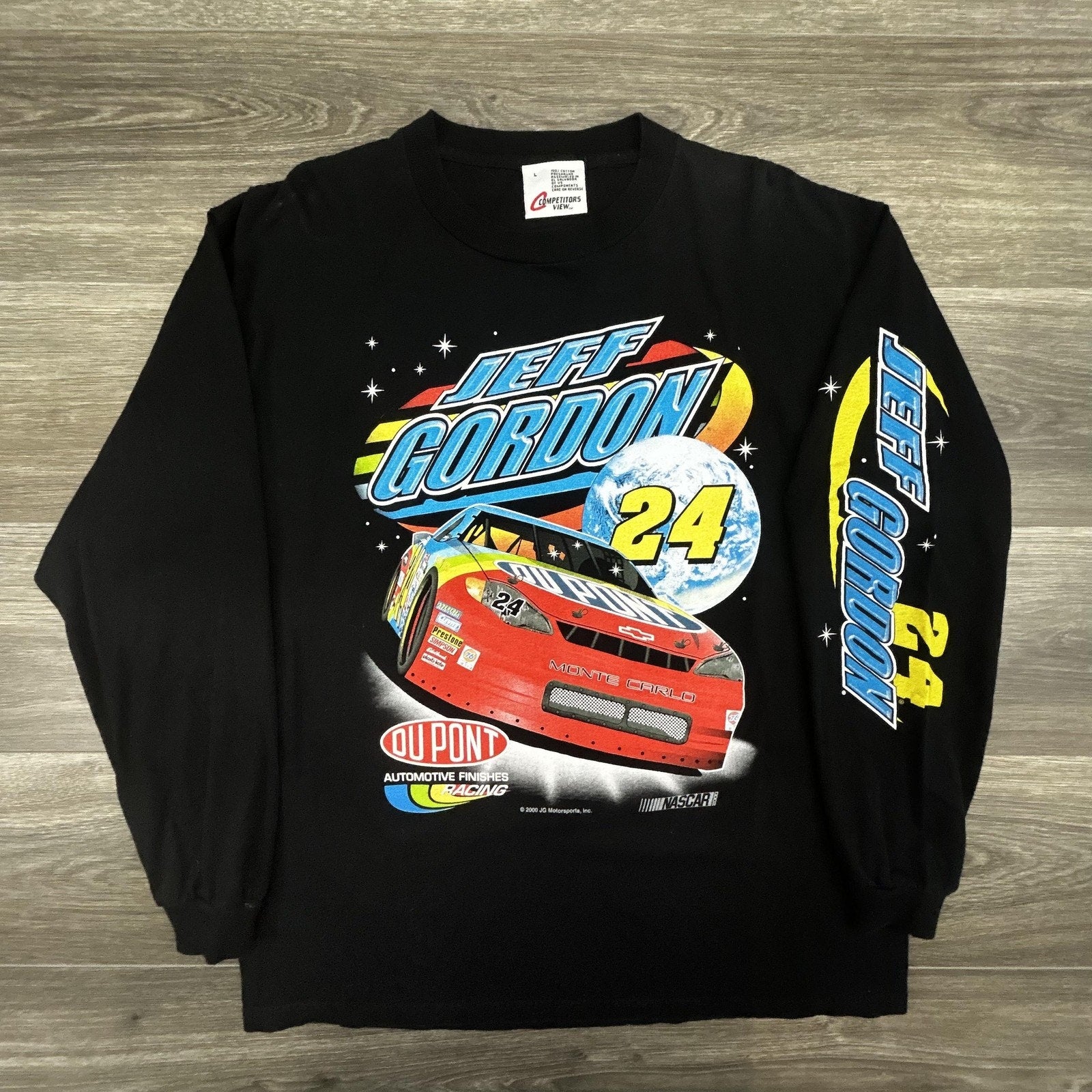 Vintage Nascar Jeff Gordon Shirt Mens Large Black Long Sleeve DuPont Racing 90s