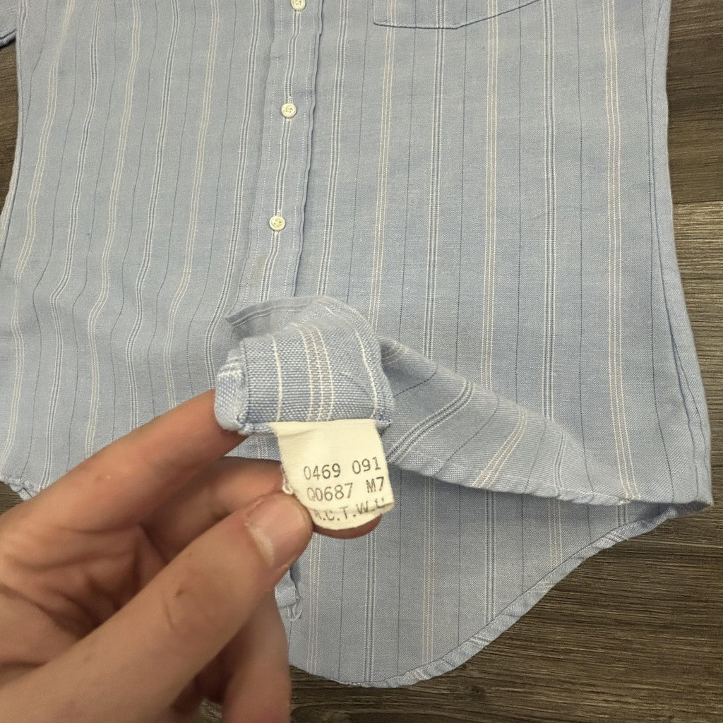 Vintage Arrow Dover Shirt Mens Small Blue Striped Button Down Short Sleeve USA
