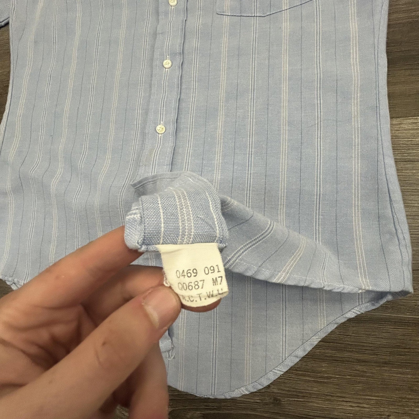 Vintage Arrow Dover Shirt Mens Small Blue Striped Button Down Short Sleeve USA