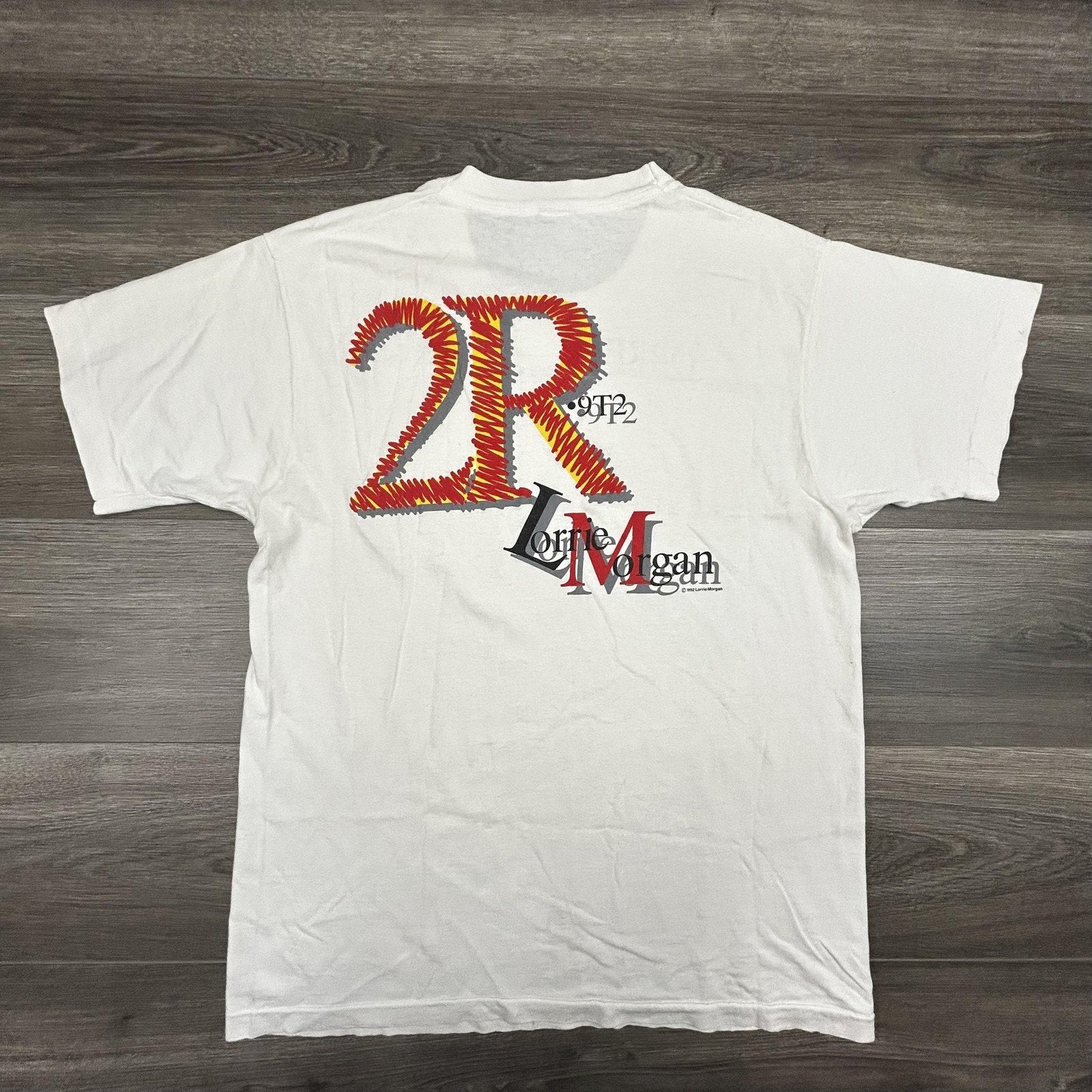 Vintage Lorrie Morgan Shirt Mens Large White 2R Photo Graphic Country 1992 90s