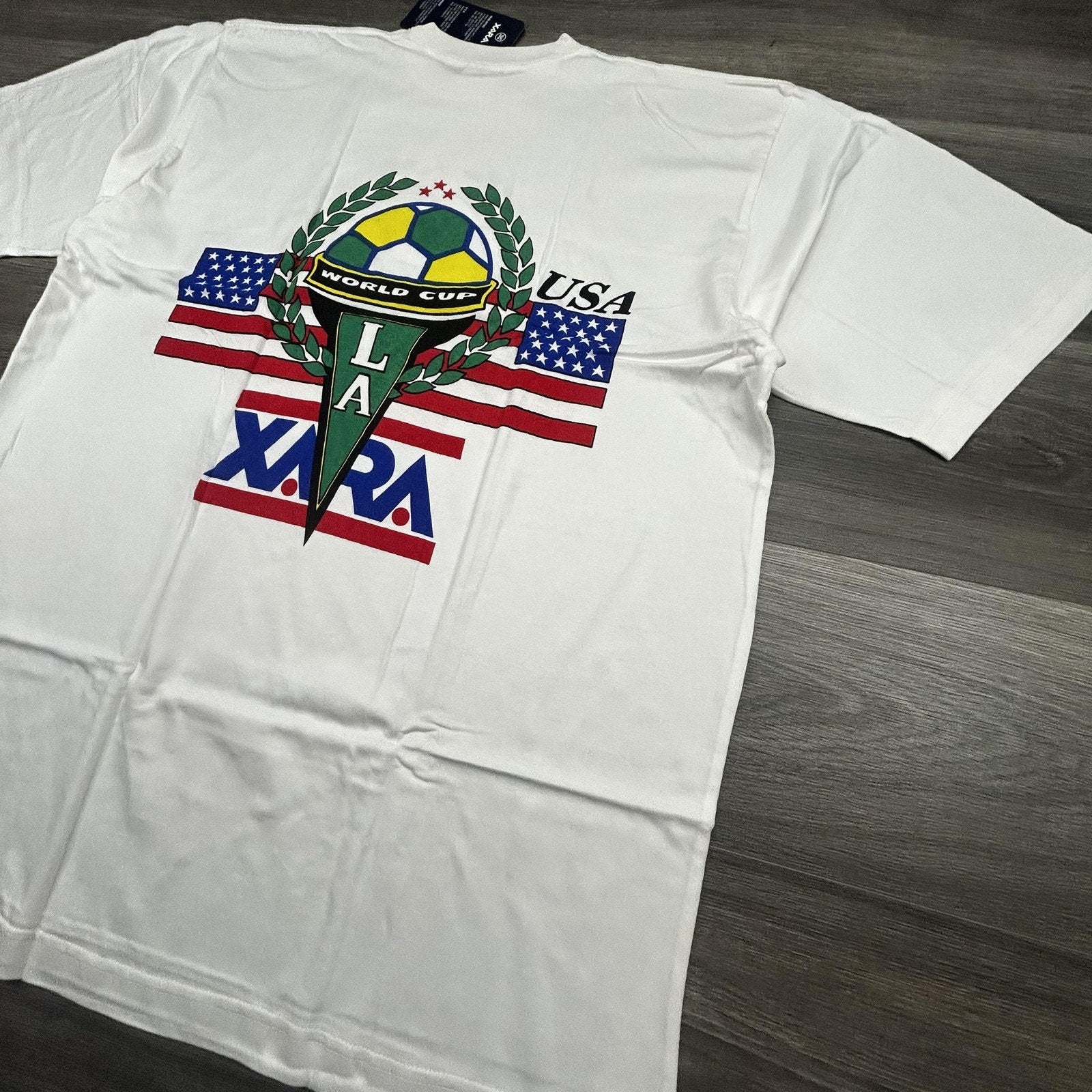 Vintage World Cup Shirt Mens XL White Team USA Los Angeles Soccer Xara 90s USA