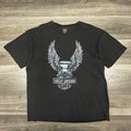 Vintage Harley Davidson Shirt Mens XL Black Winged Engine Chrome Biker 90s USA