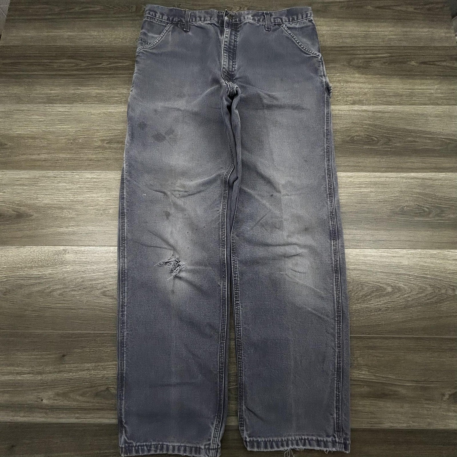 Vintage Carhartt Carpenter Pants Mens 38x32 B11 PTL Blue Baggy Relaxed Faded 90s