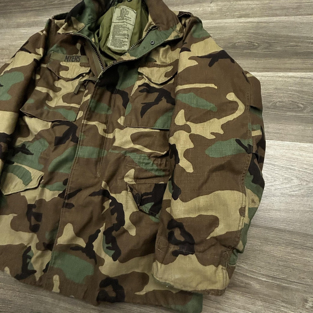 Vintage US Military M65 Field Jacket Mens Medium Long Camo Coat Cold Weather 90s