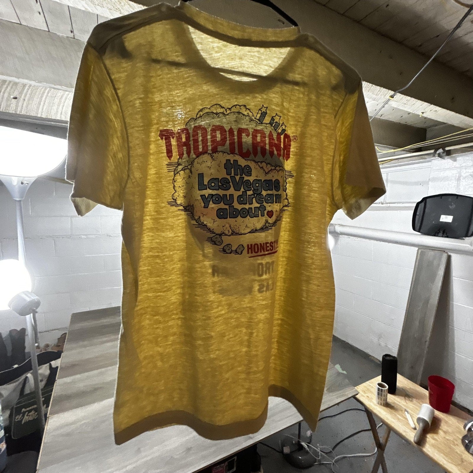 Vintage 80s Tropicana Las Vegas Shirt Mens Large Casino Faded Paper Thin USA
