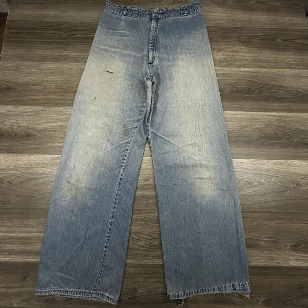 Vintage 70s Levis Jeans 32x32 Blue Wide Leg Flare Bell Bottom Talon Orange Tab