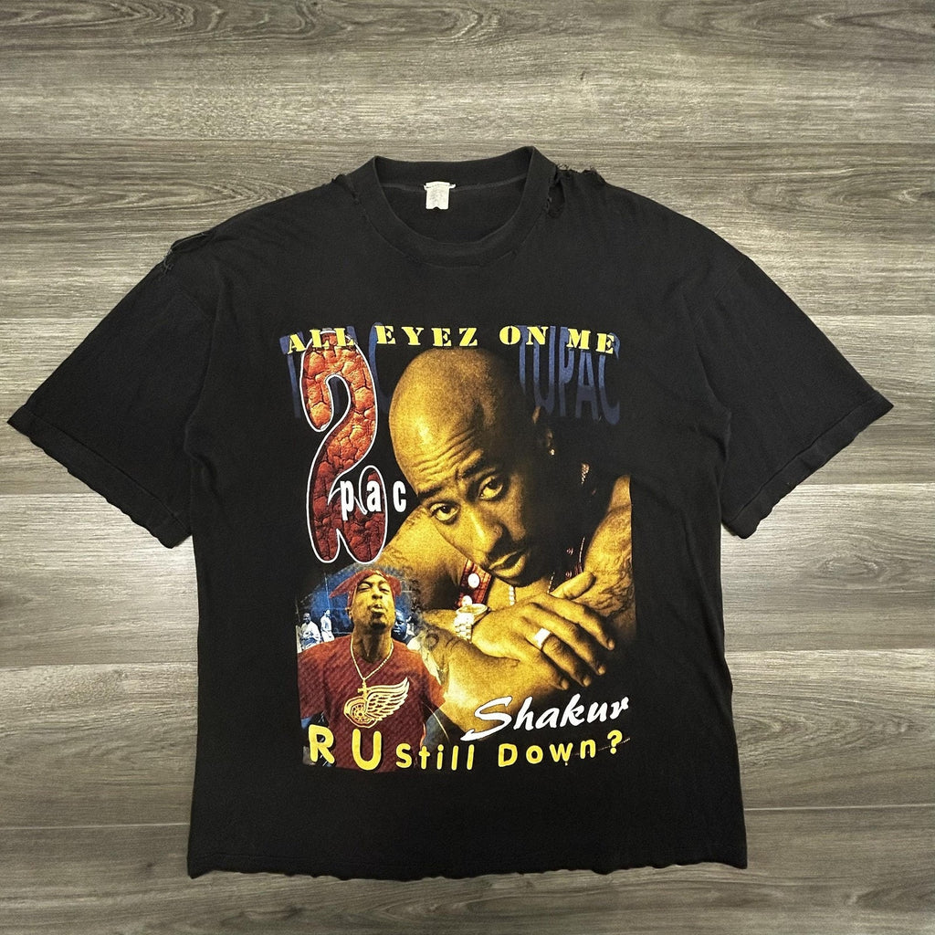 Vintage Tupac Rap Tee Shirt Mens XL Black 2Pac All Eyez On Me Heaven Ghetto RARE