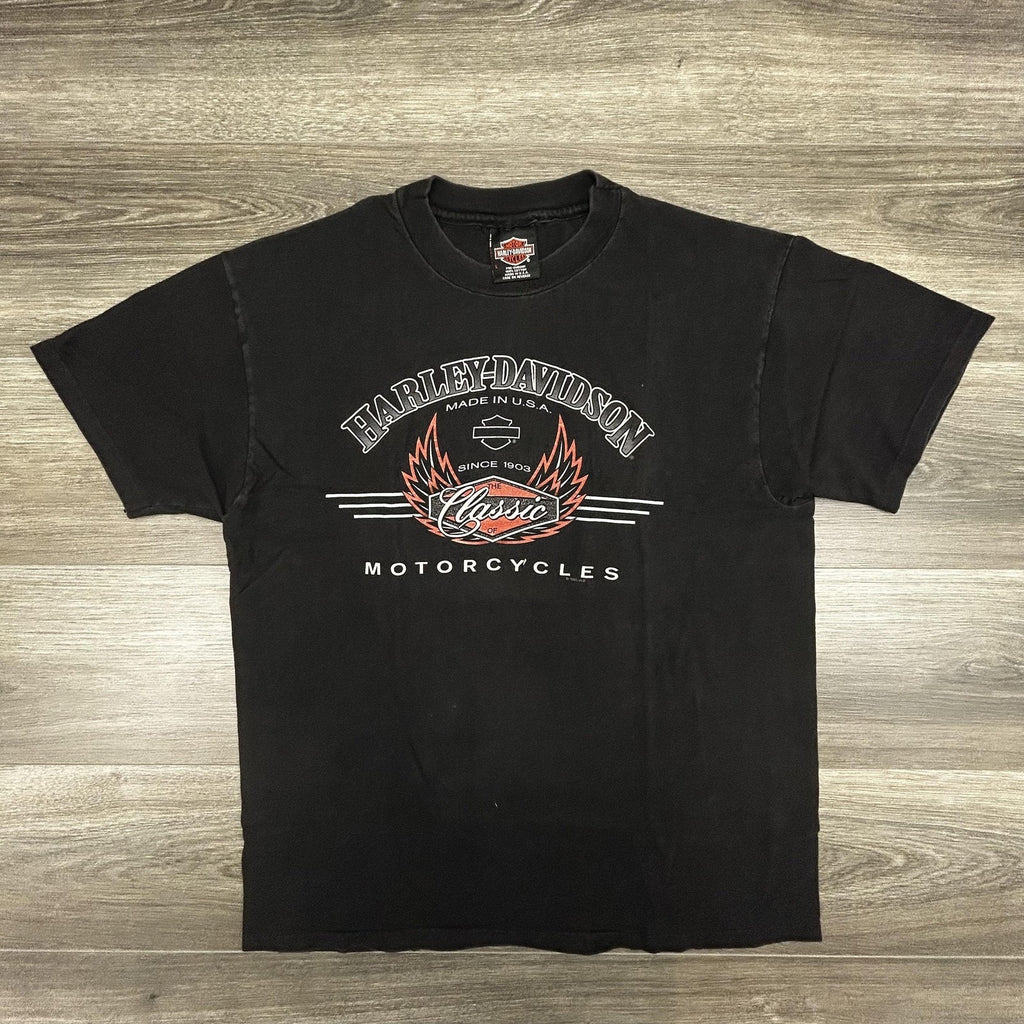 Vintage Harley Davidson Shirt Mens Large Black Midway Eagle Biker 1995 USA 90s