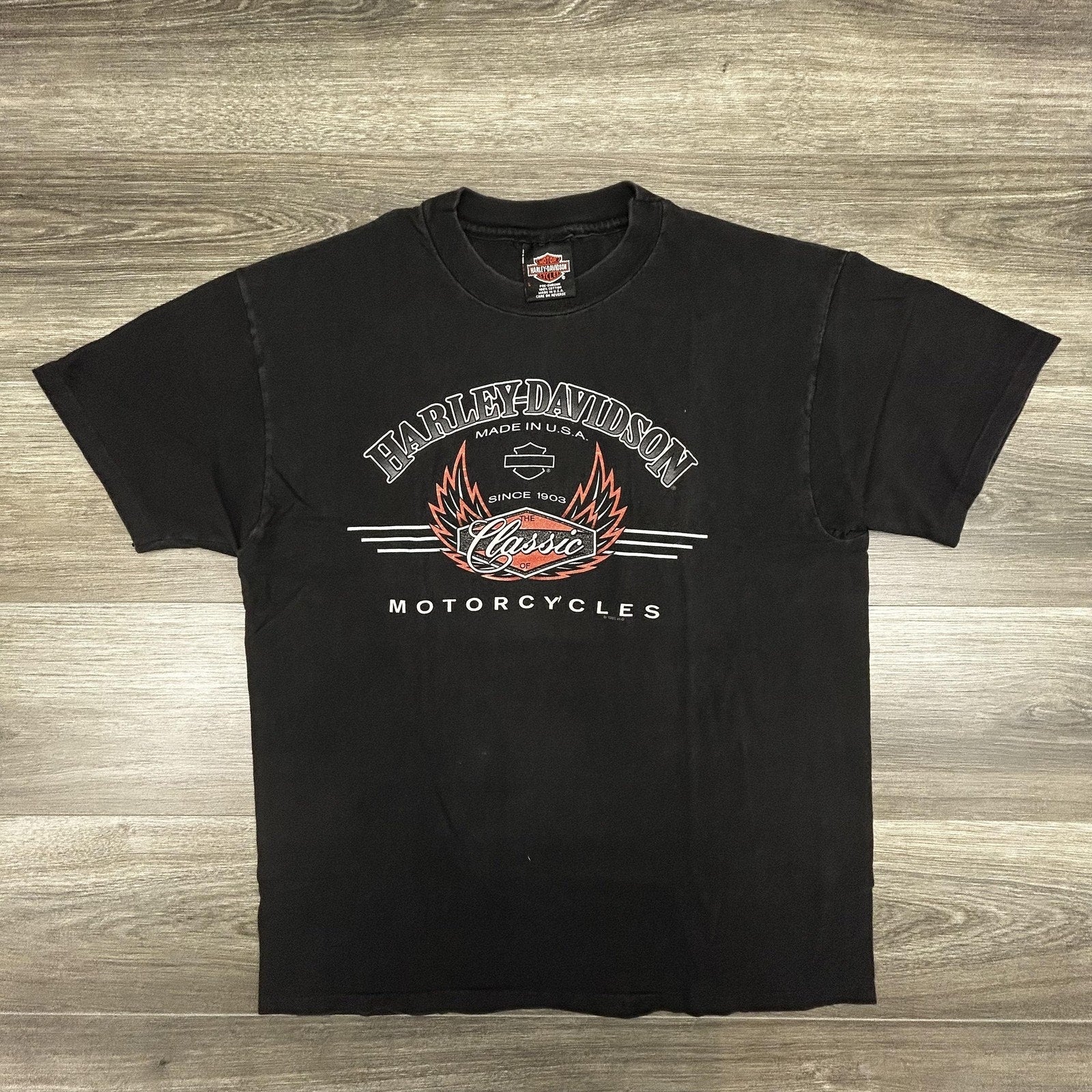 Vintage Harley Davidson Shirt Mens Large Black Midway Eagle Biker 1995 USA 90s