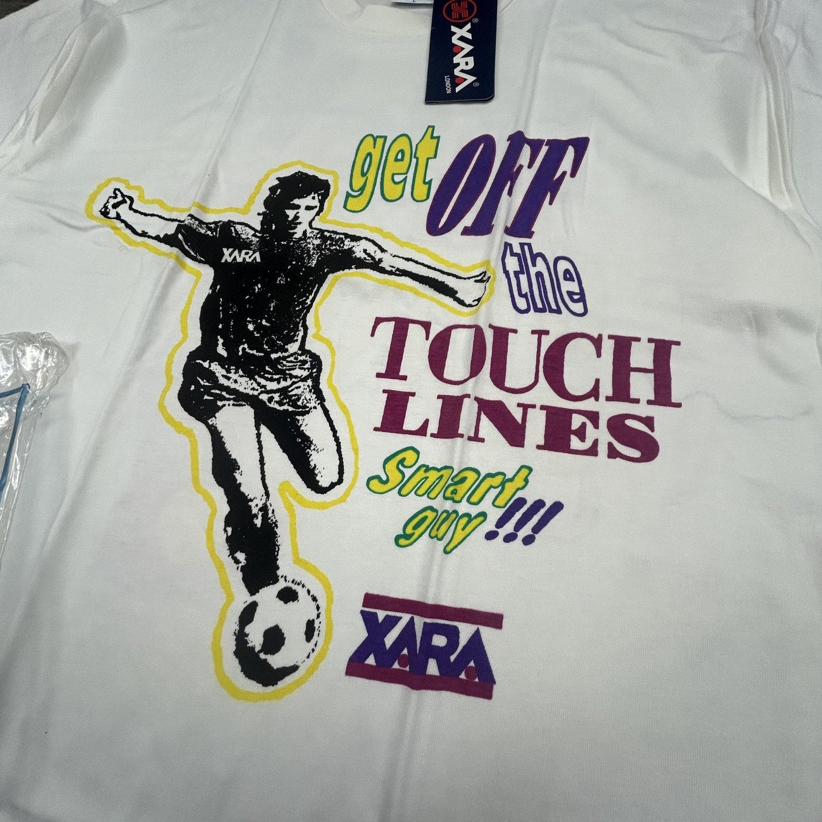 Vintage World Cup Shirt Mens Large White Xara Soccer Trash Talk Deadstock 90s
