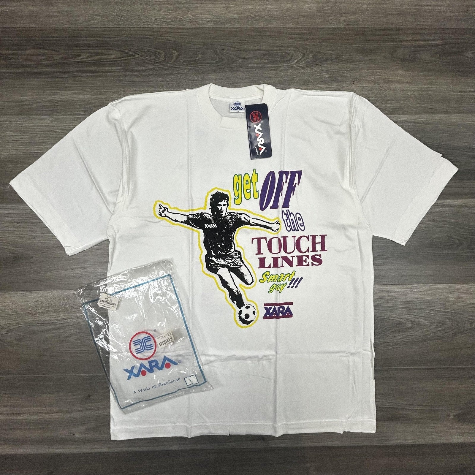 Vintage World Cup Shirt Mens Large White Xara Soccer Trash Talk Deadstock 90s