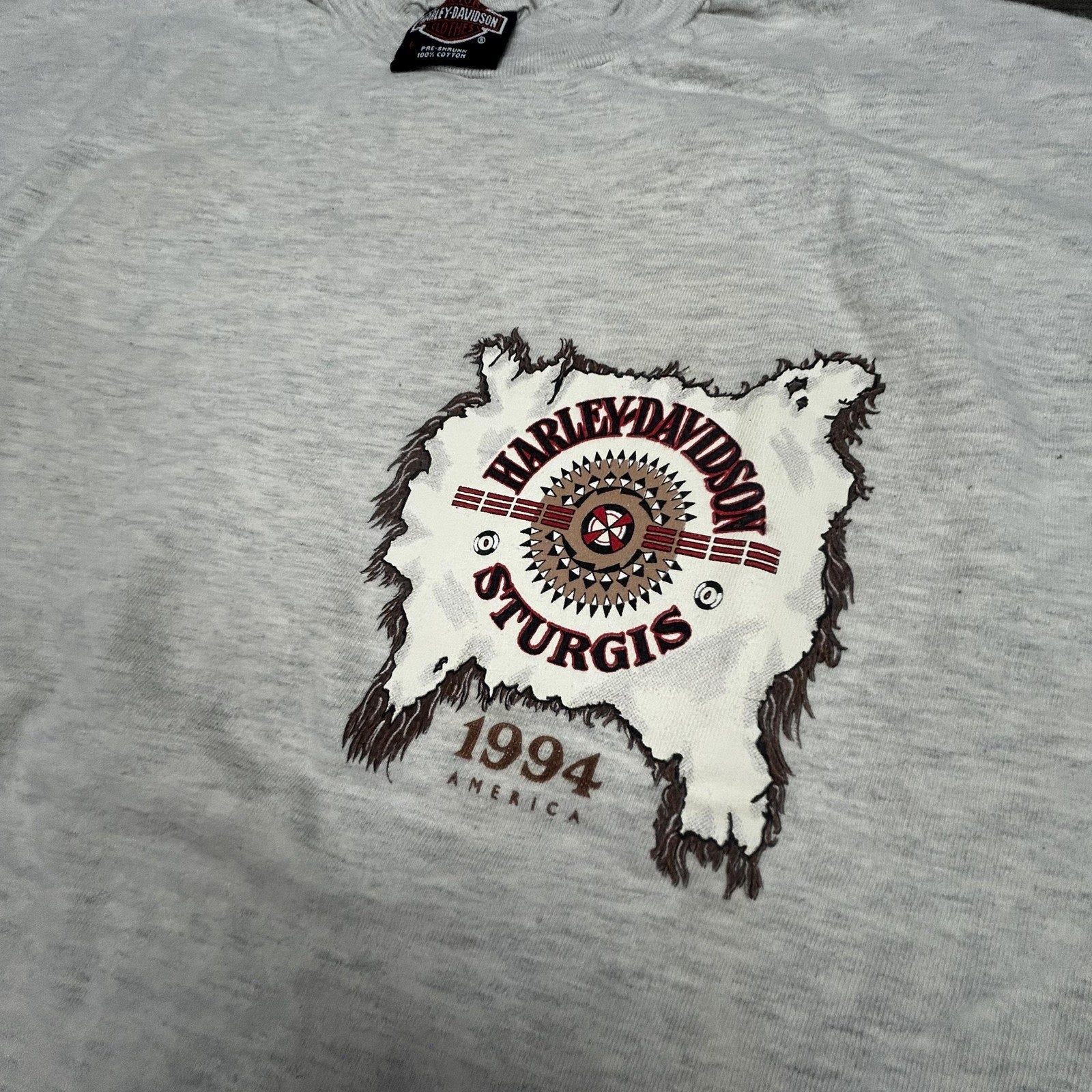 Vintage Harley Davidson Sturgis Shirt Mens Large Gray 1994 Native American 90s
