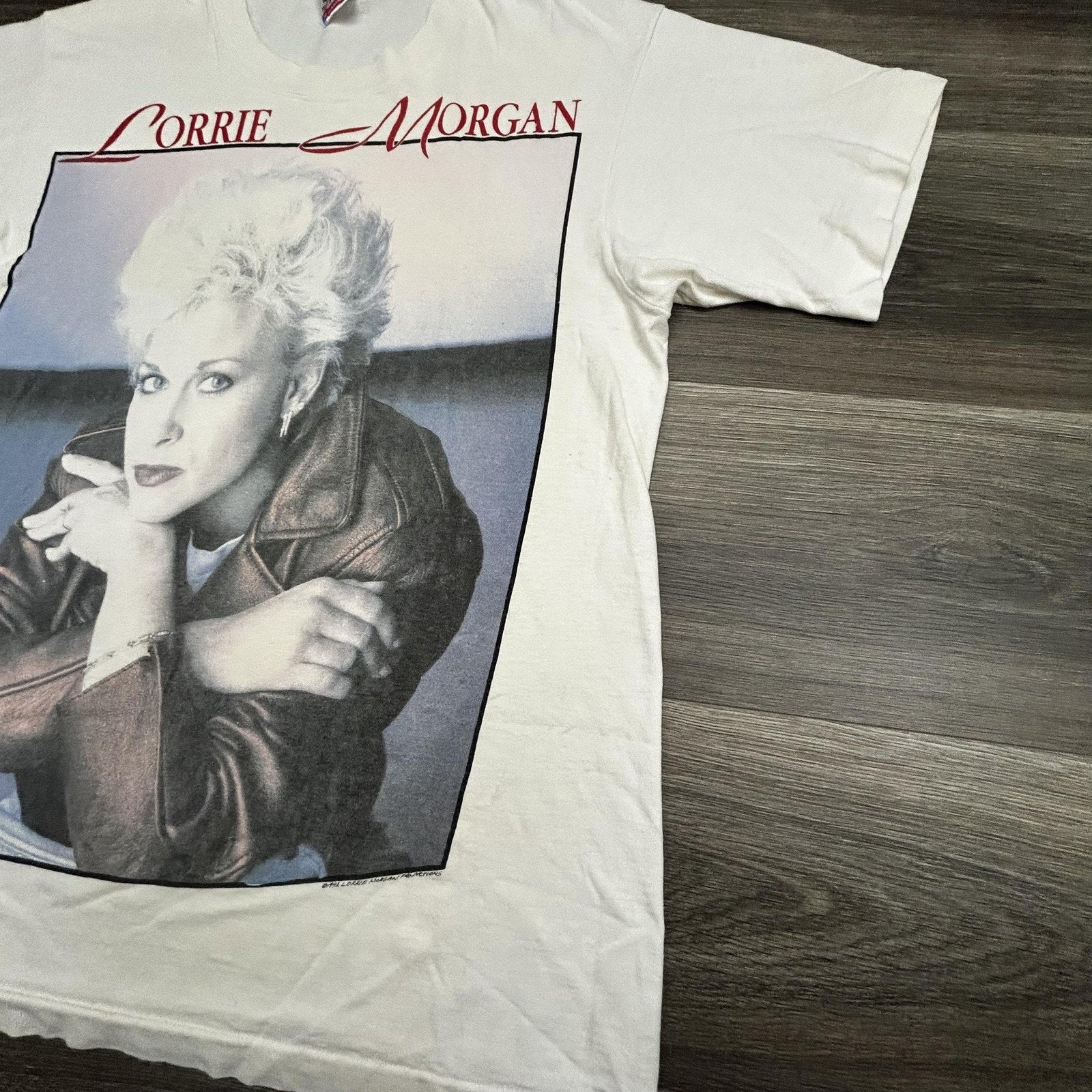 Vintage Lorrie Morgan Shirt Mens Large White 2R Photo Graphic Country 1992 90s