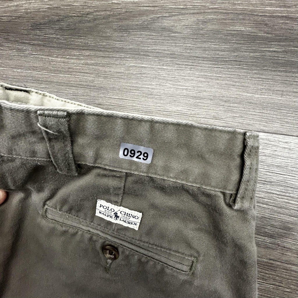 Vintage Polo Ralph Lauren Pleated Shorts Mens 32 Green Chino 6" Inseam Canvas