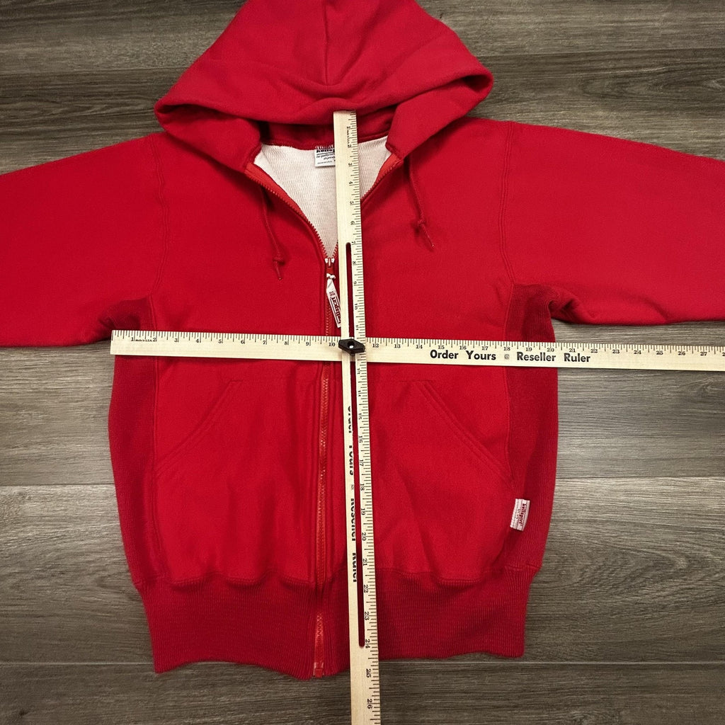 Vintage Kellsport Full Zip Hoodie Mens Small Red Knit Thermal Lined Waffle USA