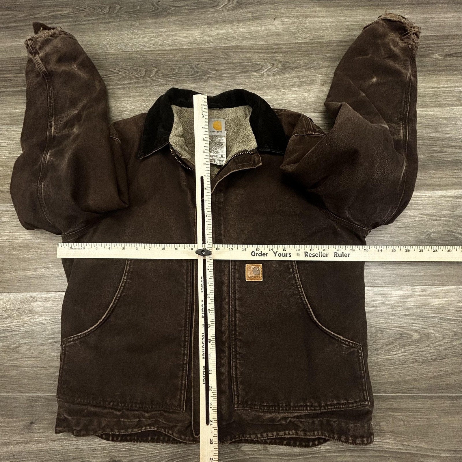 Vintage Carhartt Jacket Mens Medium Brown Detroit Canvas Sherpa Bomber J164 DKB