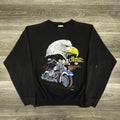 Vintage Harley Davidson Sweatshirt Mens Large Black Eagle Motorcycle Country 90s
