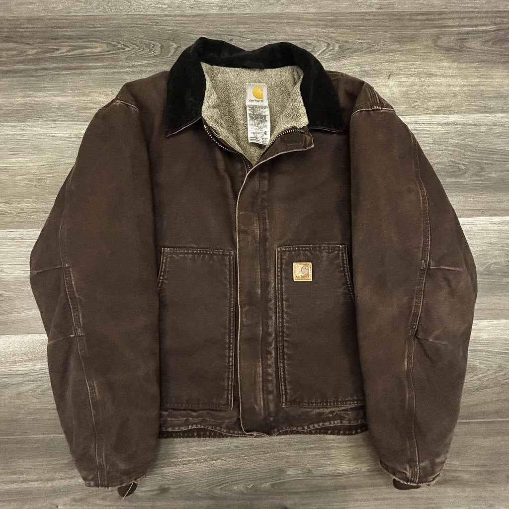 Vintage Carhartt Jacket Mens Medium Brown Detroit Canvas Sherpa Bomber J164 DKB