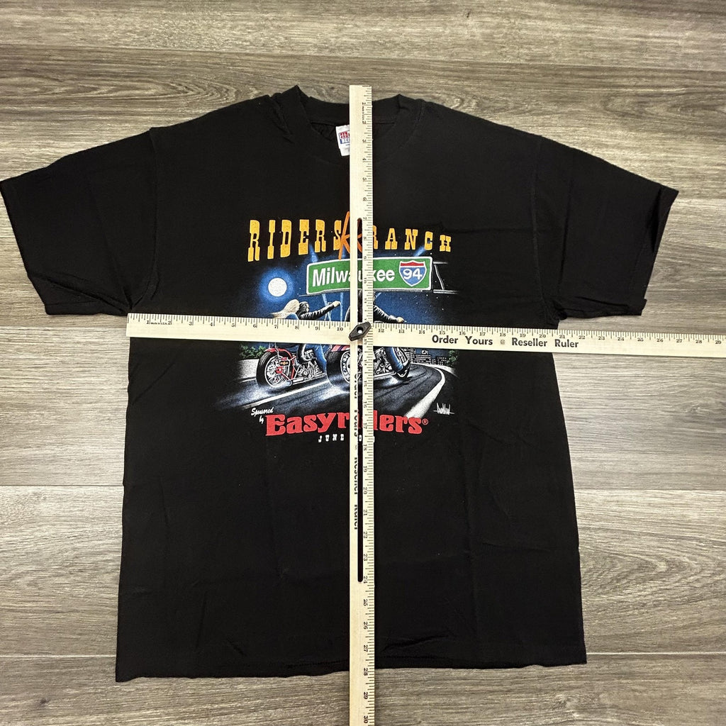 Vintage Easyriders Shirt Mens Large Black Riders Ranch Milwaukee 94 1998 USA