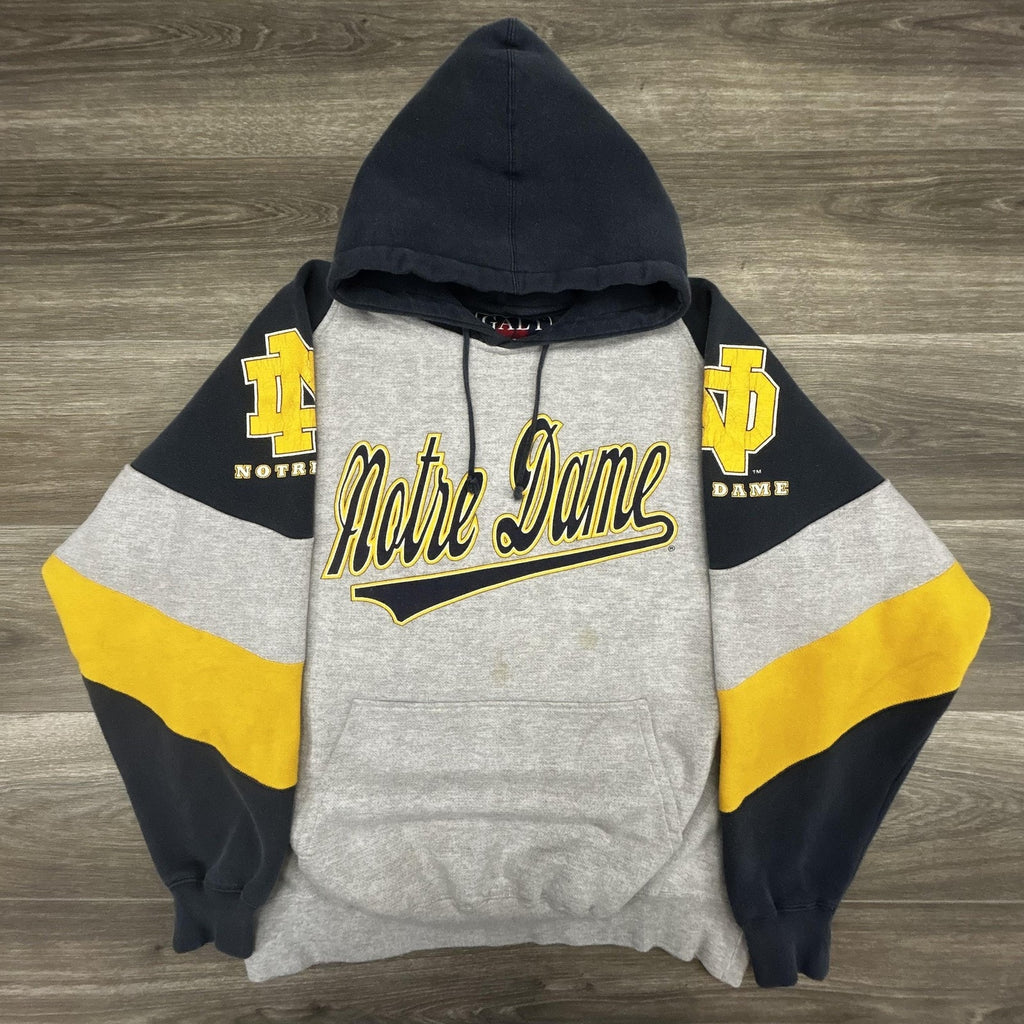 Vintage Notre Dame Fighting Irish Hoodie Mens XL Gray Football Sweatshirt 90s