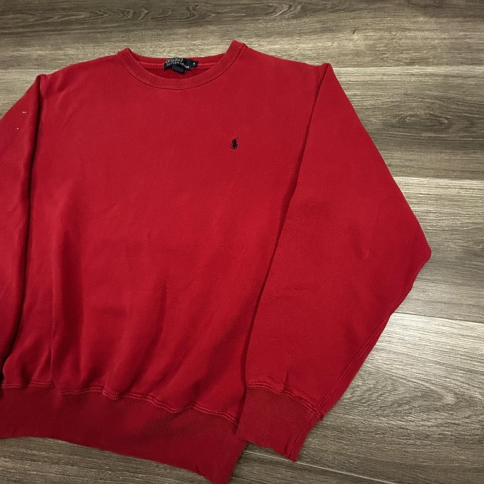 Vintage Polo Ralph Lauren Sweatshirt Mens Small Red Fleece Crewneck Pony 90s