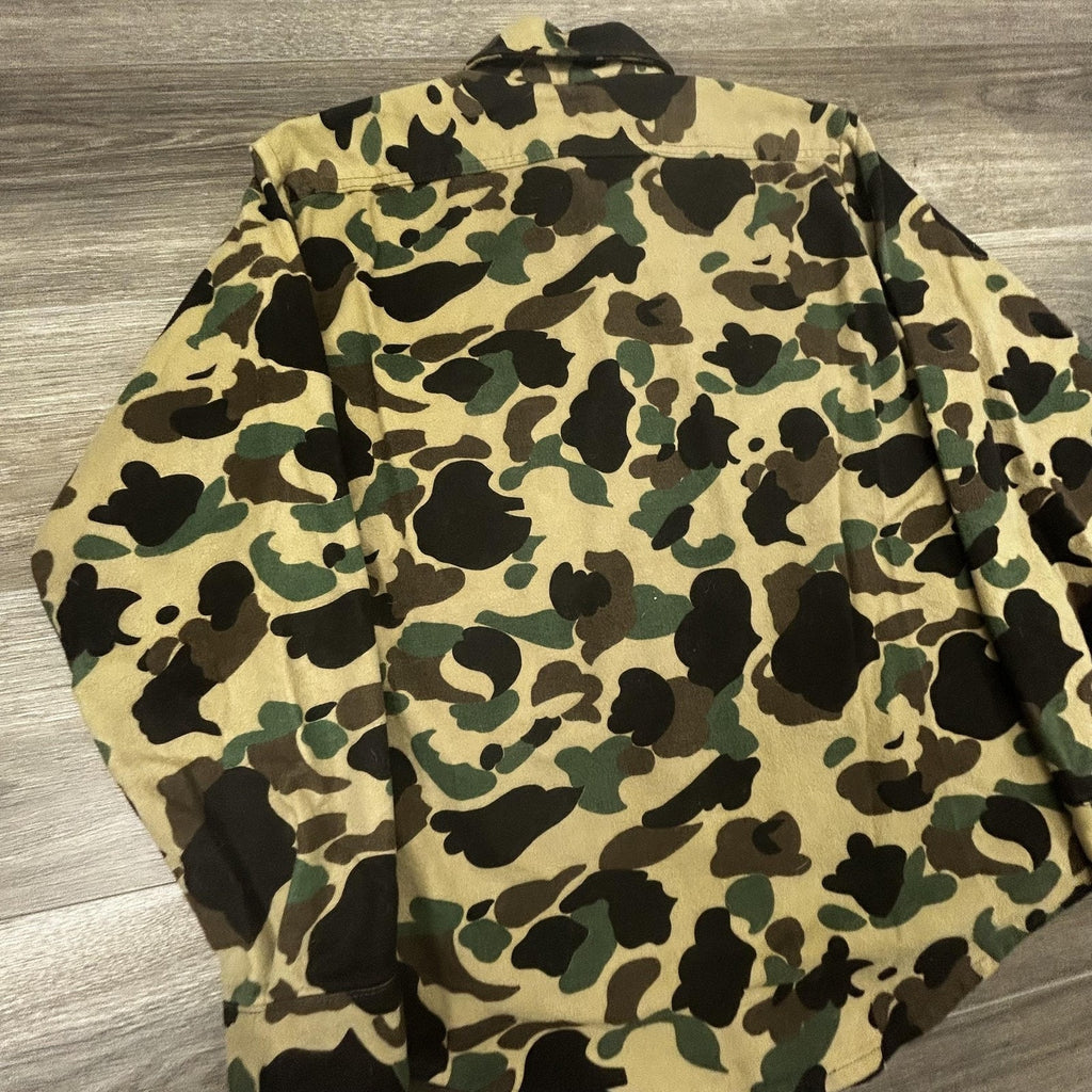 Vintage 70s Duck Camo Chamois Cloth Shirt Mens Medium Five Brothers Made in USA