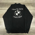 Vintage BMW Motorcycle Henley Shirt Mens Large Black Beemer Racing EUC