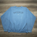 Vintage Nike Sweatshirt Mens 2XL Light Blue Spellout Center Swoosh 90s Made USA