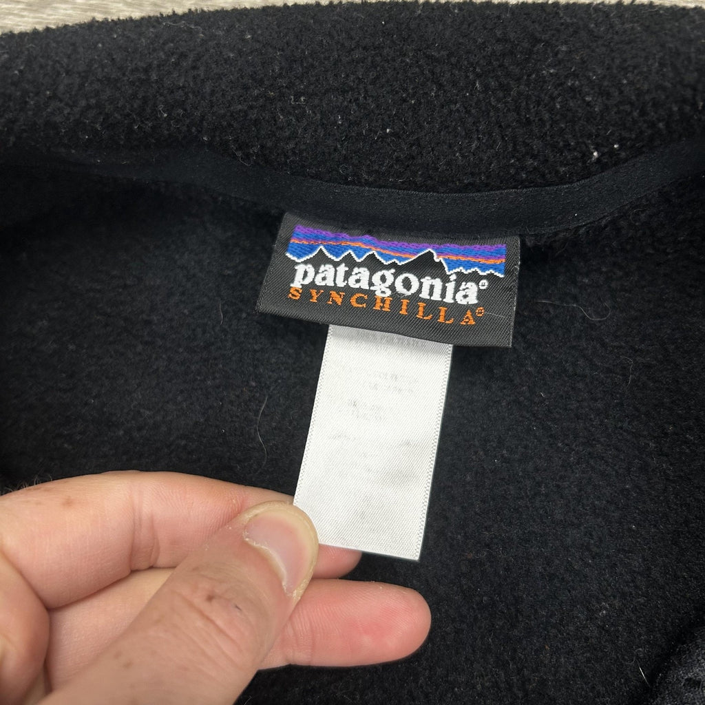 Vintage Patagonia Synchilla Fleece Vest Mens Medium Black Full Zip Gorp 90s USA