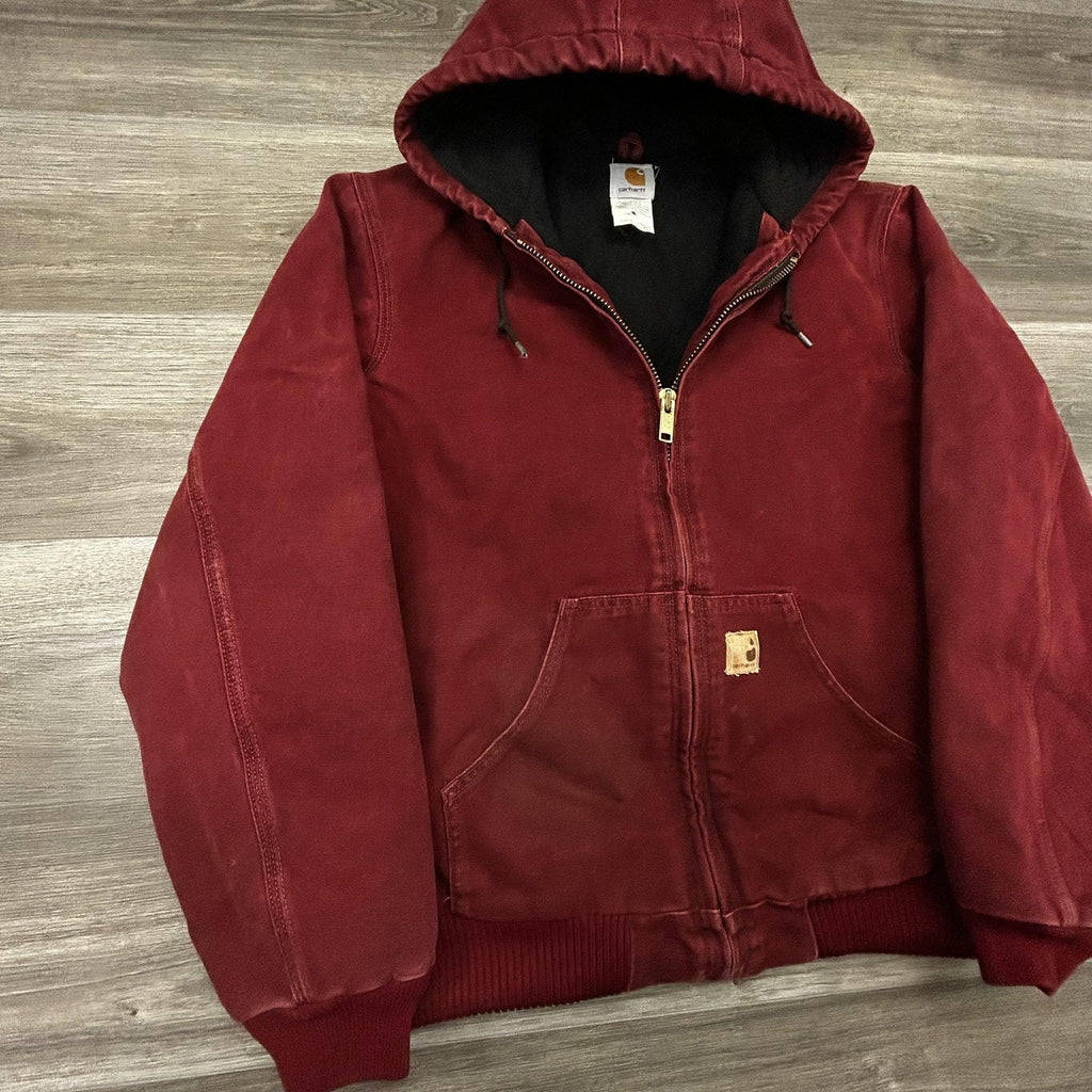 Vintage Carhartt Jacket Mens Medium Tall Red Canvas J130 CRI Crimson 90s USA