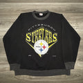 Vintage Pittsburgh Steelers Sweatshirt Mens XL Black NFL Football Nutmeg 90s USA