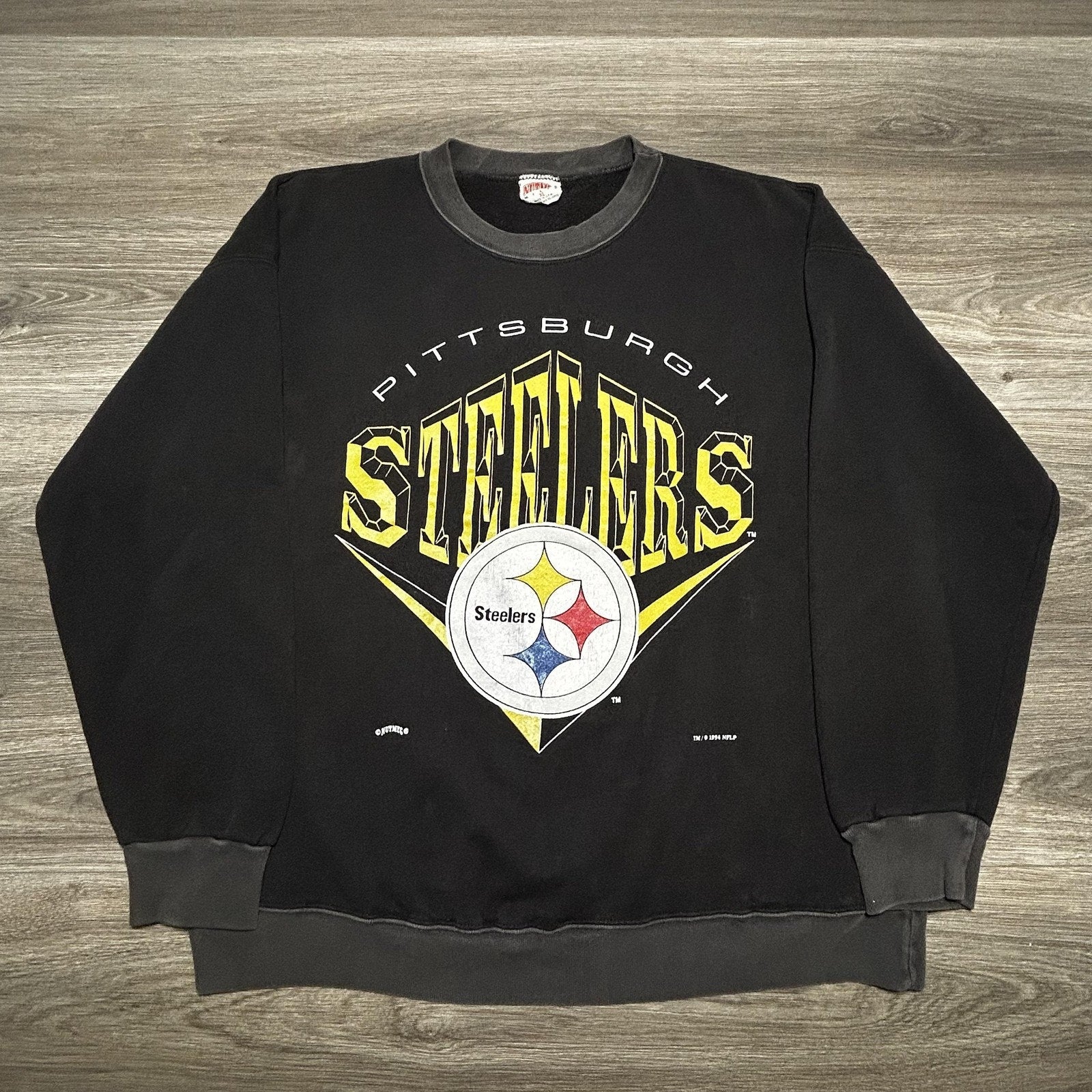 Vintage Pittsburgh Steelers Sweatshirt Mens XL Black NFL Football Nutmeg 90s USA