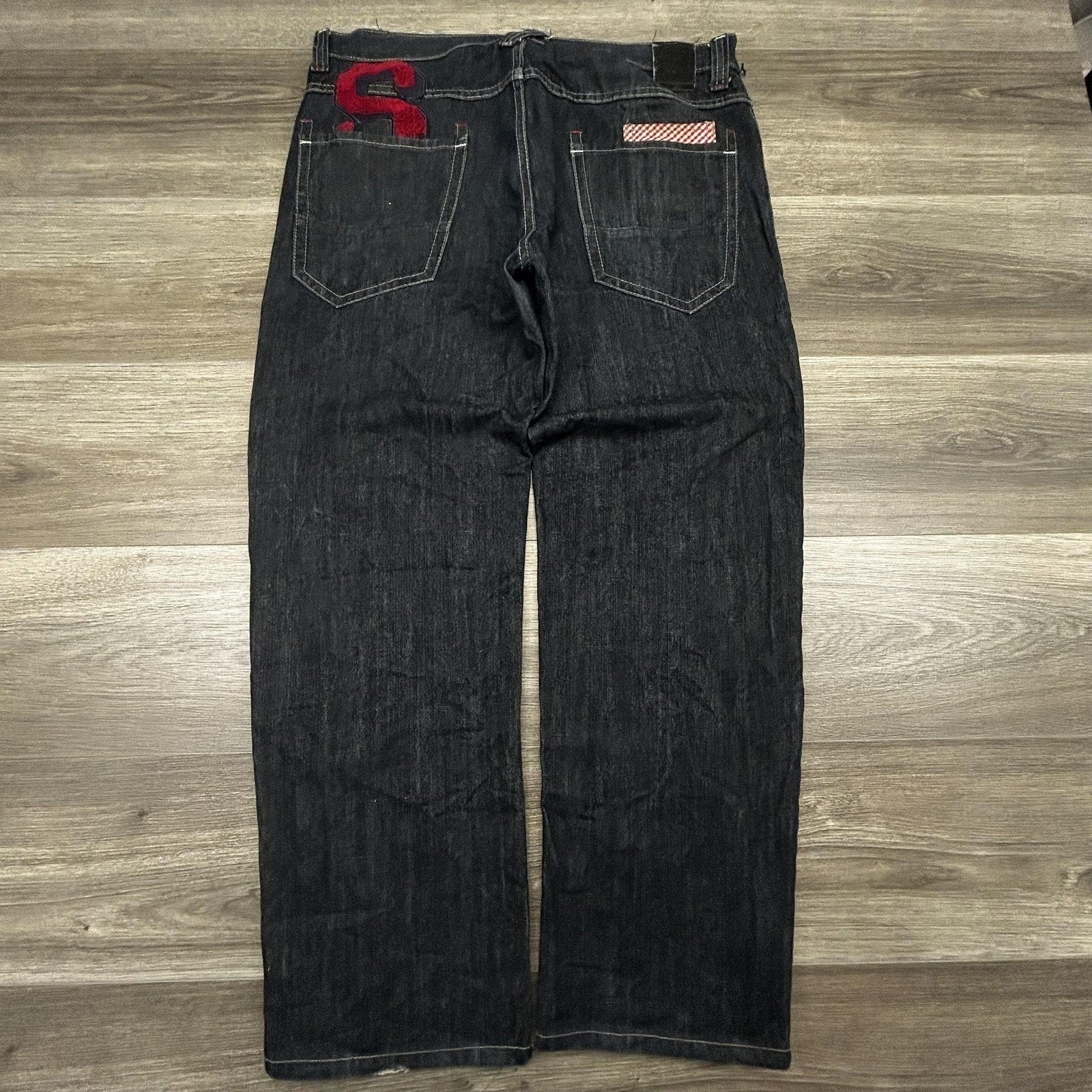 Vintage Southpole Jeans Mens 36x30 Dark Wash Baggy Wide Leg Denim Logo Y2K