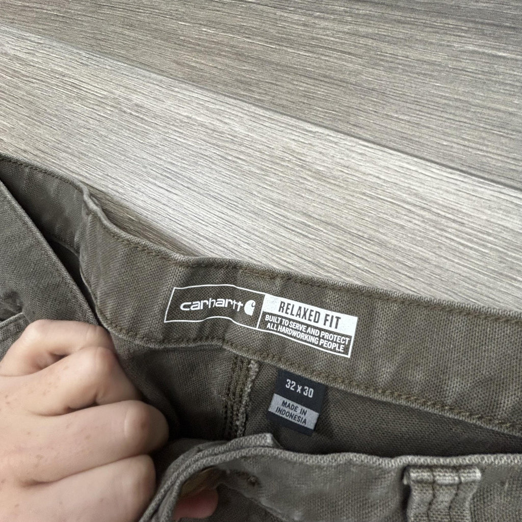Carhartt Carpenter Pants Mens 32x30 Green Brown Rugged Flex Relaxed Fit BN3279