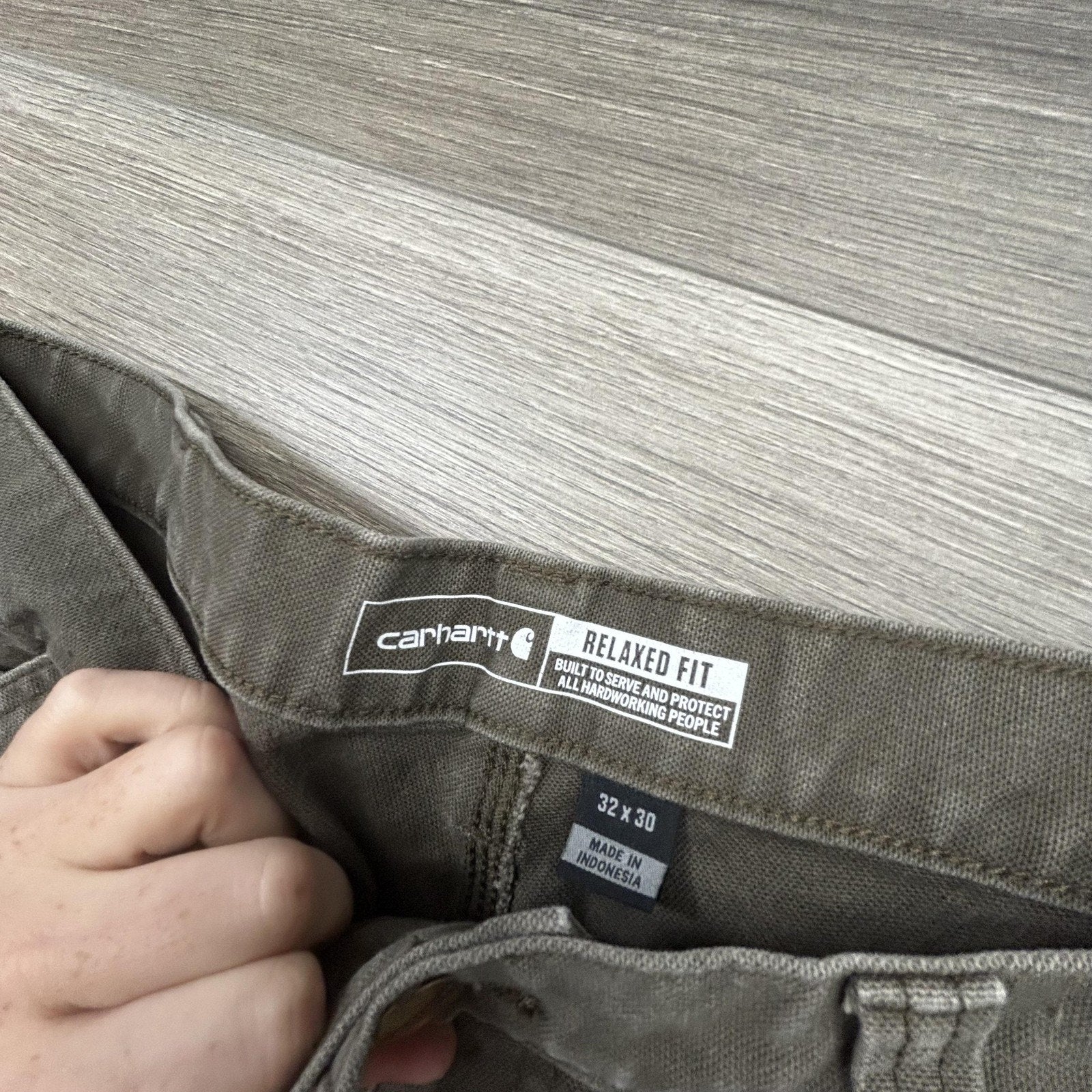 Carhartt Carpenter Pants Mens 32x30 Green Brown Rugged Flex Relaxed Fit BN3279