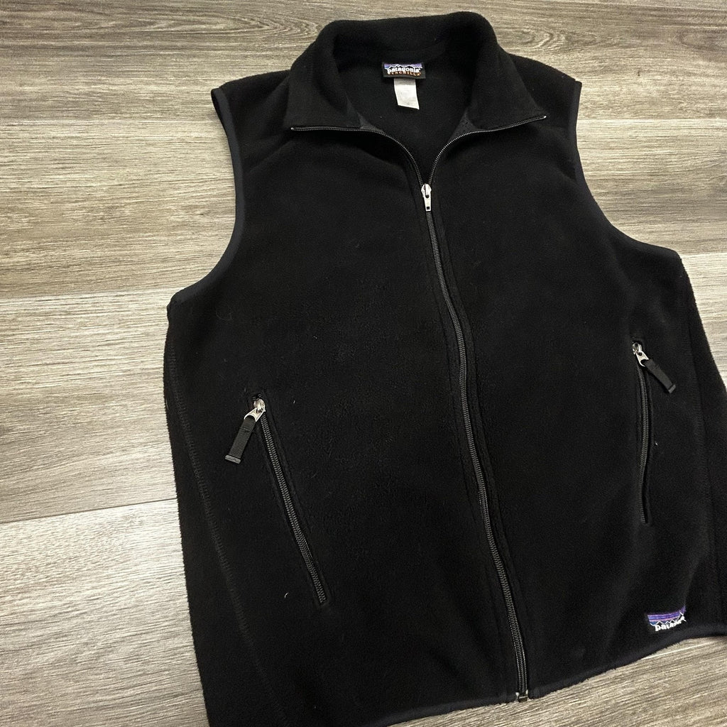 Vintage Patagonia Synchilla Fleece Vest Mens Medium Black Full Zip Gorp 90s USA