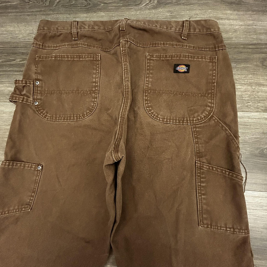 Dickies Carpenter Pants Mens 38x30 Brown Canvas Workwear Baggy Faded Skater Y2K