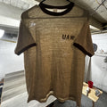 True Vintage 70s Ringer Shirt Mens Large Brown Faded Paper Thin UAW Union USA