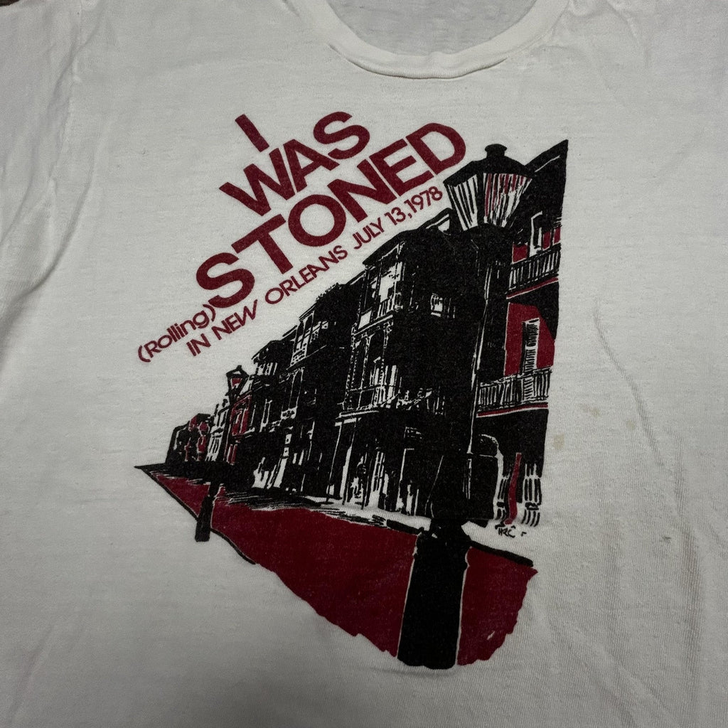 Vintage Rolling Stones Shirt Mens Large White I Was Stoned 1978 New Orleans RARE
