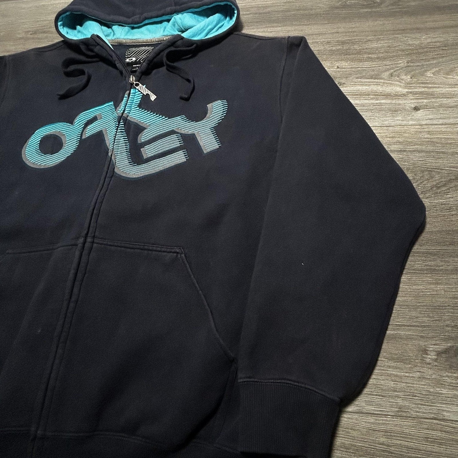 Vintage Oakley Software Hoodie Mens Large Blue Full Zip Tech Gorp RARE Y2K