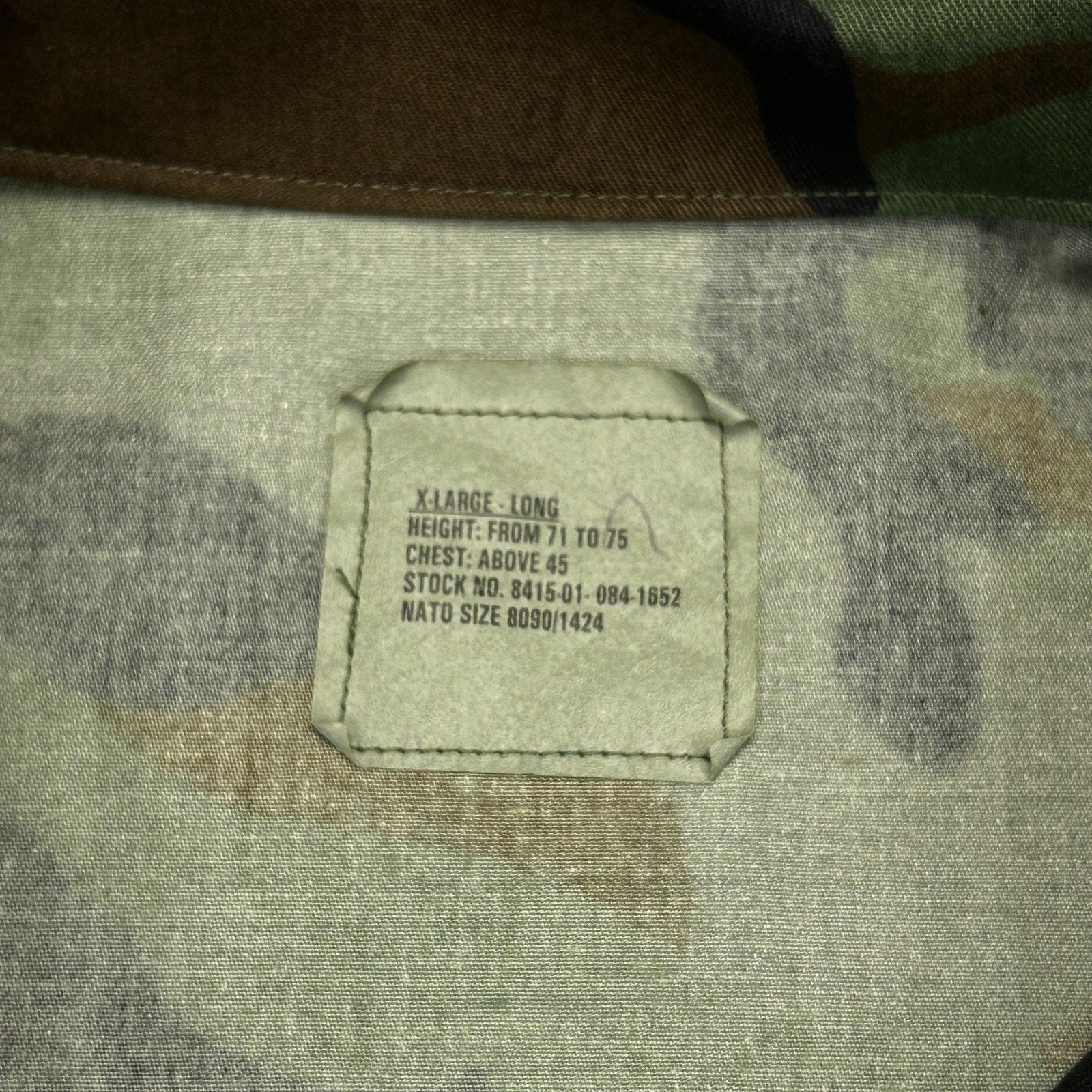 Vintage Army BDU Combat Coat Mens XLT Green Woodland Camo Military Jacket 90s