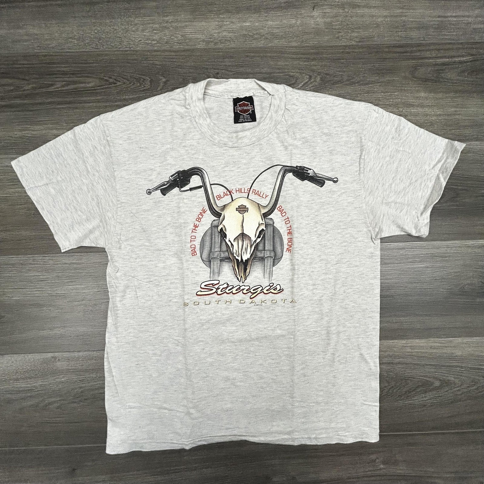 Vintage Harley Davidson Shirt Mens Large Gray Sturgis Eagle Skull 1997 90s USA