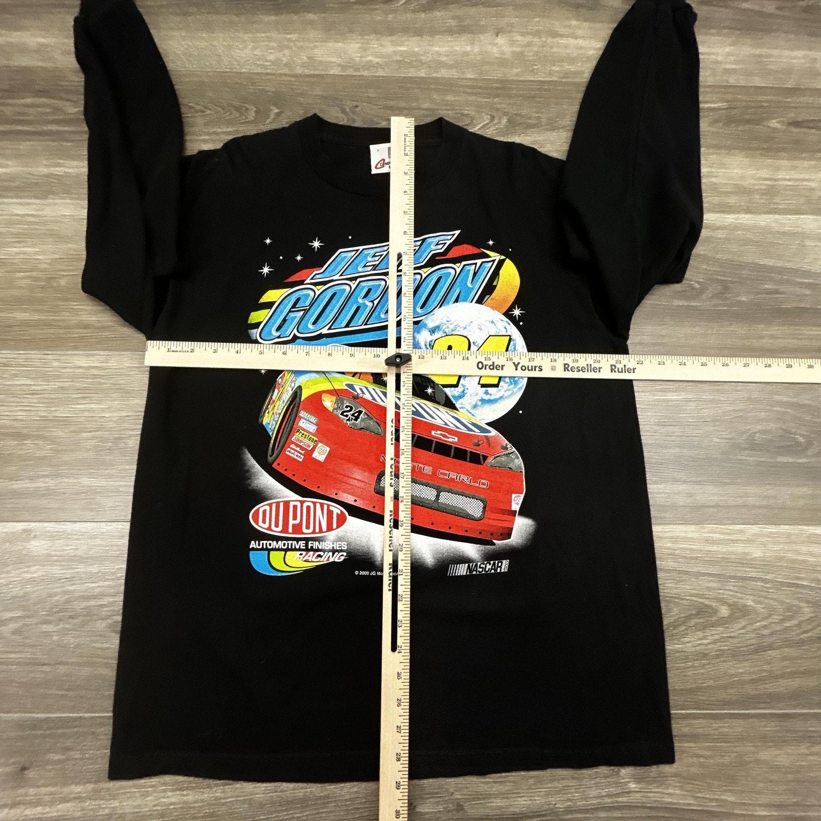 Vintage Nascar Jeff Gordon Shirt Mens Large Black Long Sleeve DuPont Racing 90s