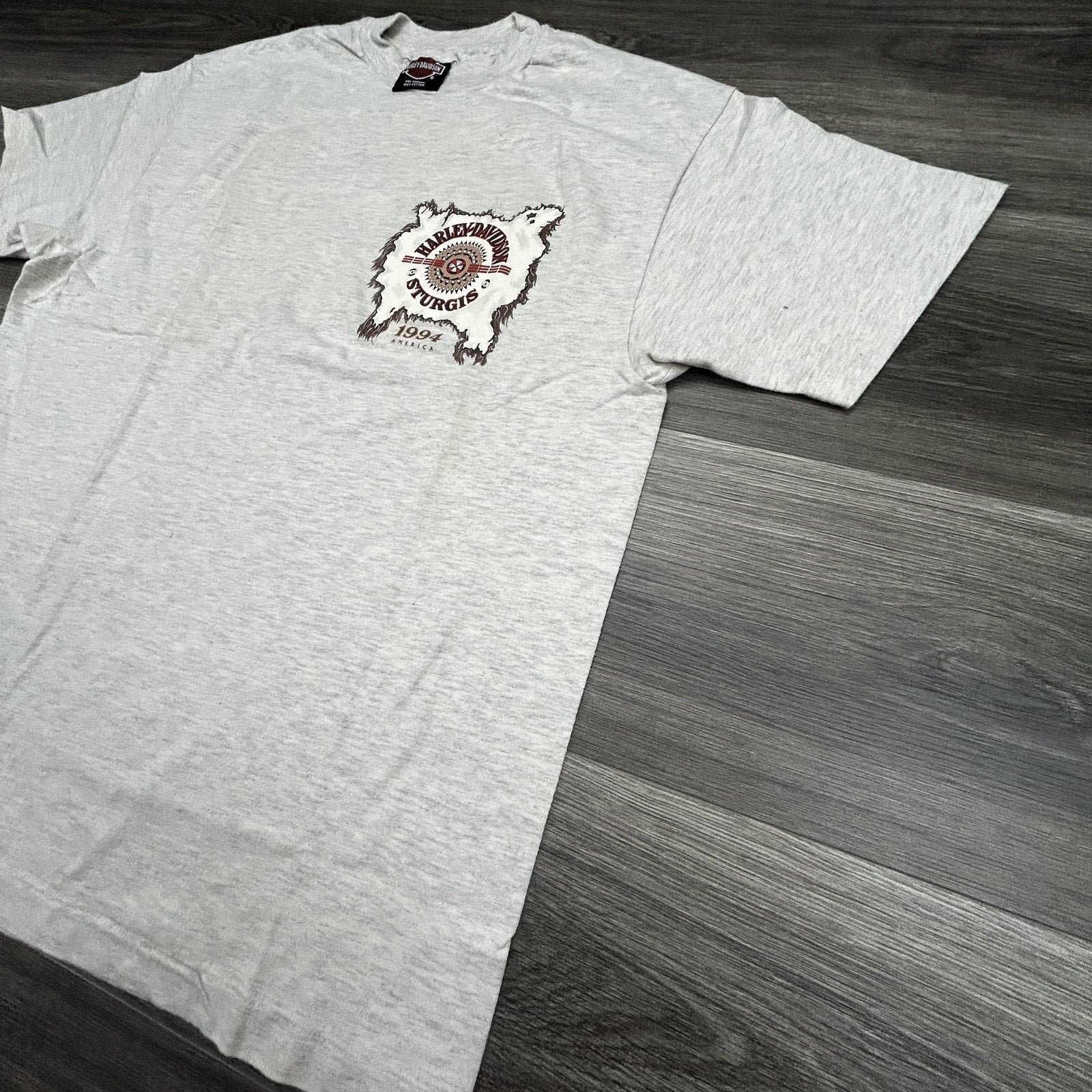 Vintage Harley Davidson Sturgis Shirt Mens Large Gray 1994 Native American 90s