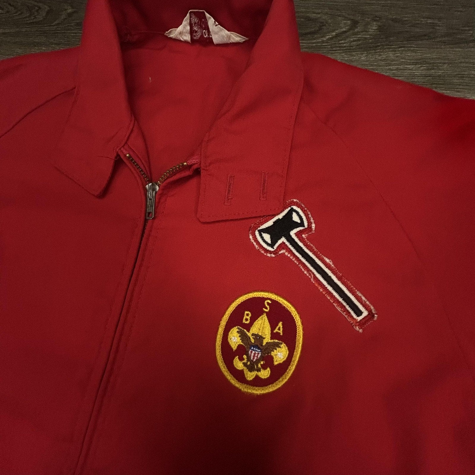 Vintage 60s Boy Scouts Of America Jacket Mens Medium Red Canvas Talon Zip USA